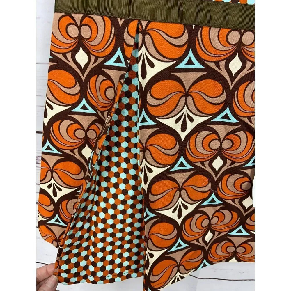 Beanstalk Originals Girl's Size 2T Hippie Psychedelic Brown Orange Circles Dress